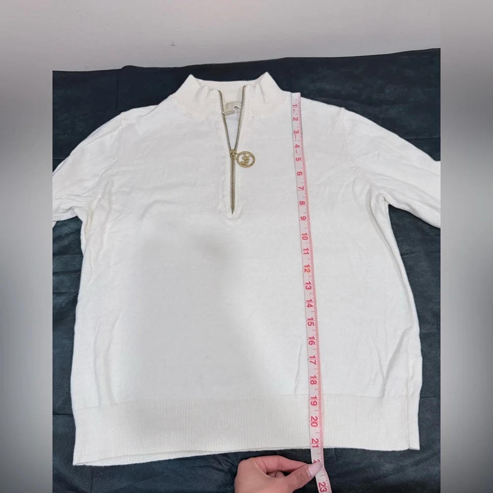 🔥Michael Kors White Half-Zip Knit Sweater Women’s Size M EC🔥